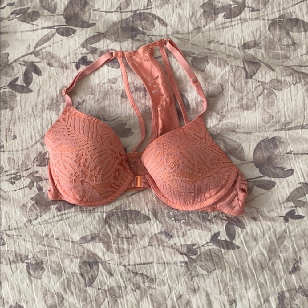 Pink lace bra